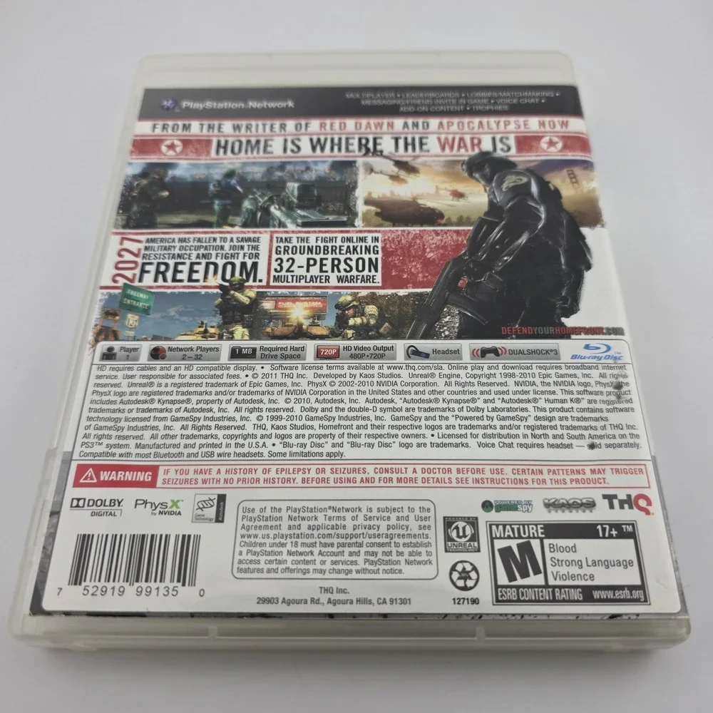 THQ Homefront Sony PlayStation 3 Video Game‎ PS3 Multicolor Manual NOT Included